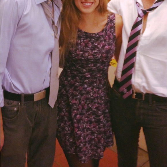 Brandy Melville Purple Floral Open Back Skater Dress - Picture 1 of 9